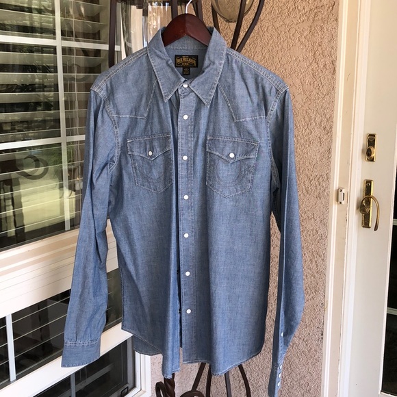 true religion denim shirt mens